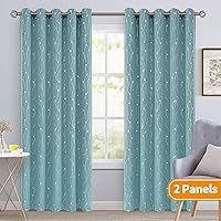Vista 306 de BGment Room Darkening Curtains 95 Inches Long, Grommet Thermal Insulated Blackout Curtains with Wave Line and Dots Printed for Bedroom, 2 Panels