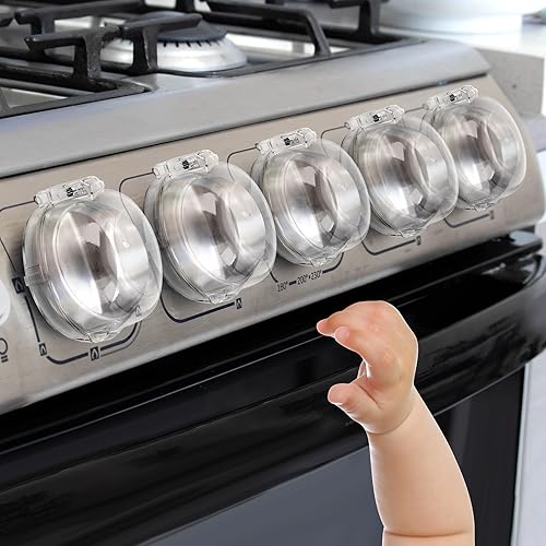 Fundas para pomos de estufa de gas para seguridad infantil, paquete de 5 fundas de perilla de seguridad de estufa de tamaño universal, resistentes