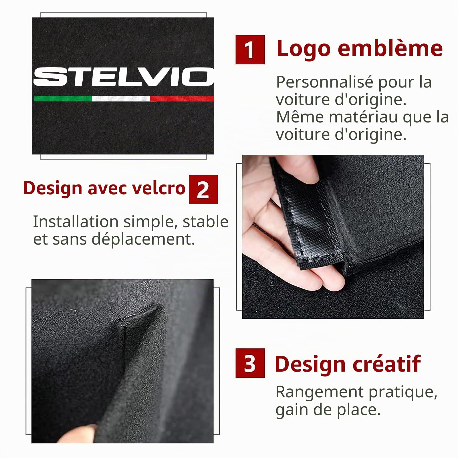 1 organiseur de coffre de voiture compatible avec accessoires Alfa Romeo Stelvio 2017 2018 2019 2020 2021 2022 2023 2024