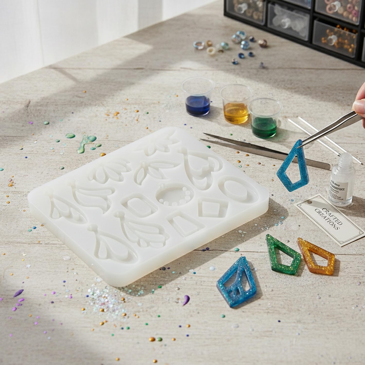 Stampo in silicone per la creazione di gioielli fai da te, forme geometriche per orecchini in resina, materiale flessibile per progetti artigianali