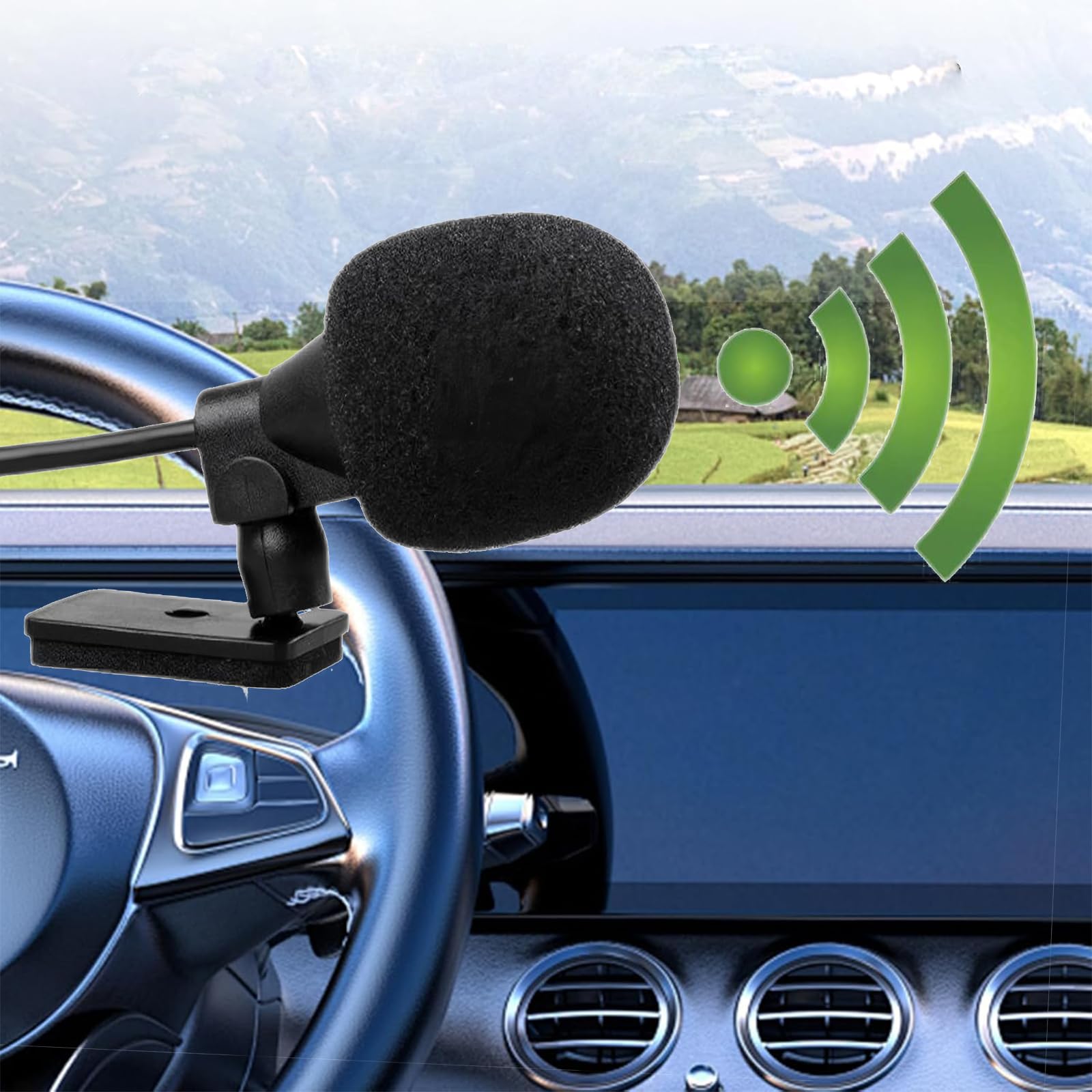 GERUI 1 x zewnętrzny mikrofon 3,5 mm z kablem montażowym 3 m, zewnętrzny mikrofon do samochodu, radio stereo kompatybilne z Bluetooth, GPS i DVD, plug and play (1)