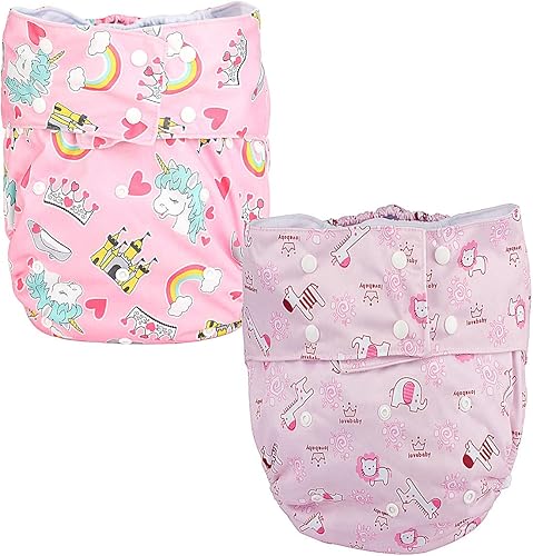 Miniatura 15 de 2 piezas de ropa interior de tela ajustable lavable reutilizable para mujeres y hombres, pañal de tela para adultos, cierre a presión, cintura de 27