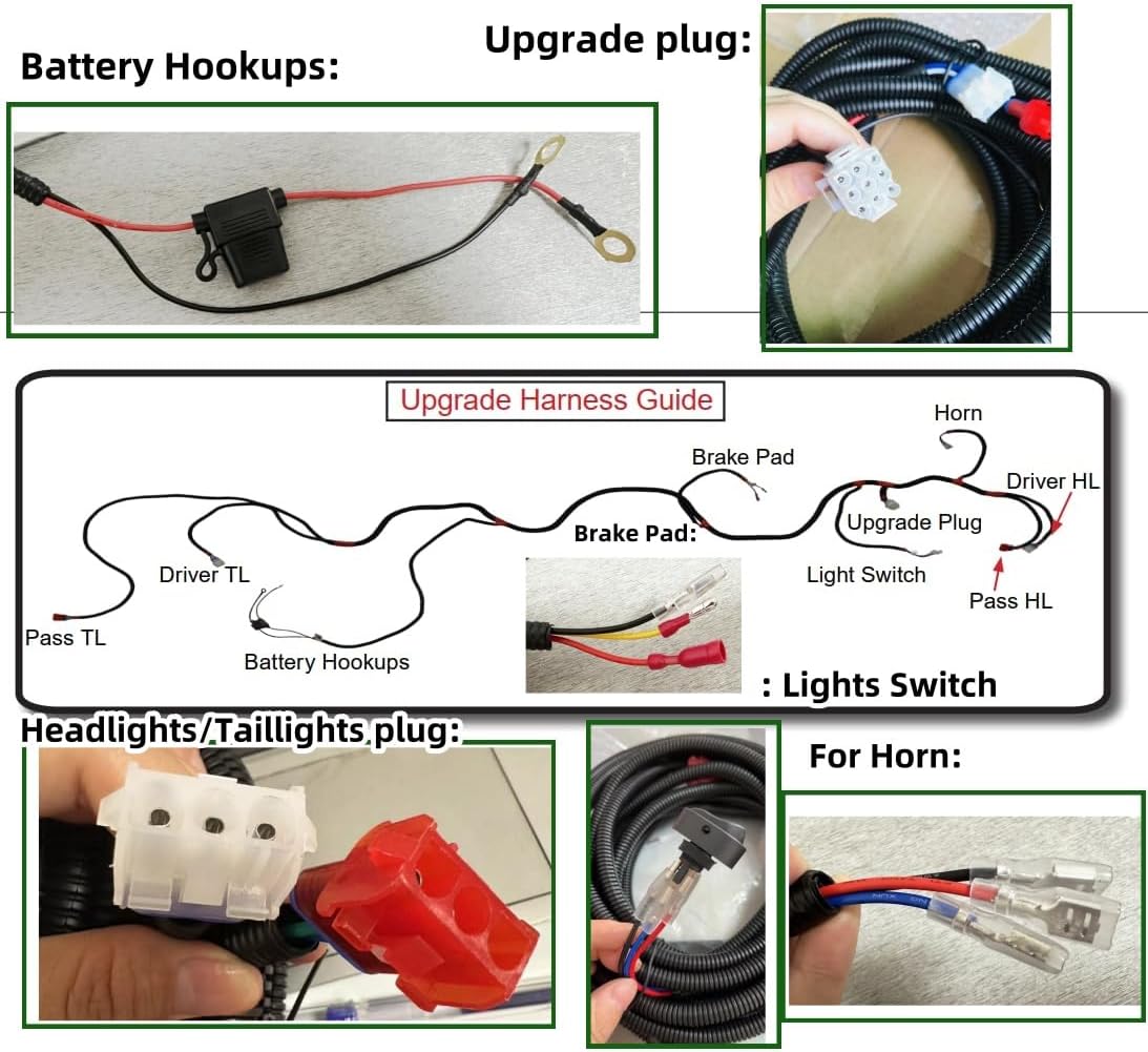 Dr.Acces Golf cart Light Wire Upgrade Harness for Club Car DS/EZGO TXT RXV Yamaha with 9 pin Plug