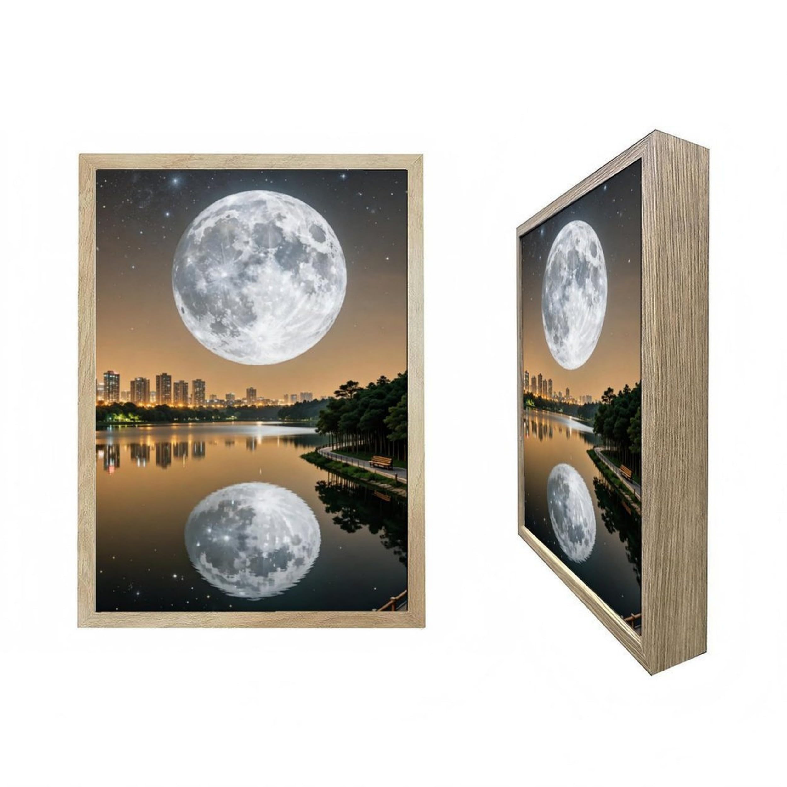 Cadre photo lumineux DEL lune et ciel étoilé pour décoration chambre