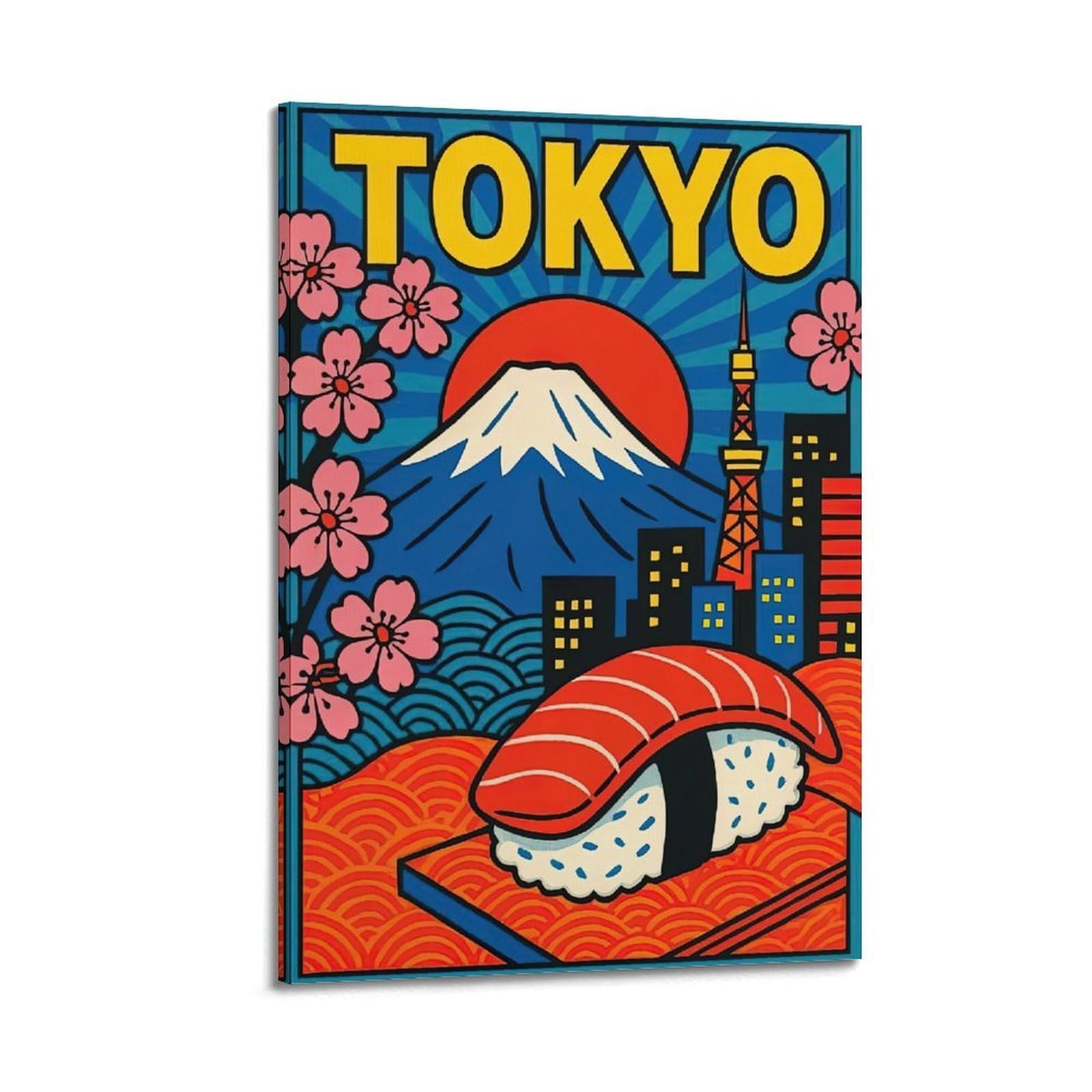 OKAHYS Vintage Travel Poster Japan Tokyo Artwork Decorative Painting Canvas Wall Artworks Picture 08x12inch(20x30cm)