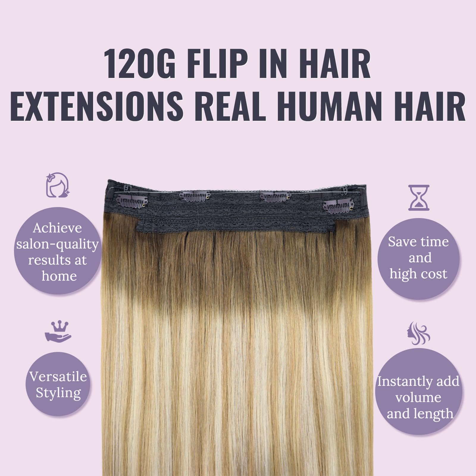 Fshine Filo Invisibile Capelli Veri Dei Capelli Umani Reale 127G 18 Pollici Extension Capelli Veri Castano Medio Che Sfuma Nel Biondo E Nel Biondo Wire Capelli Veri Remy Lisci #6/27/60