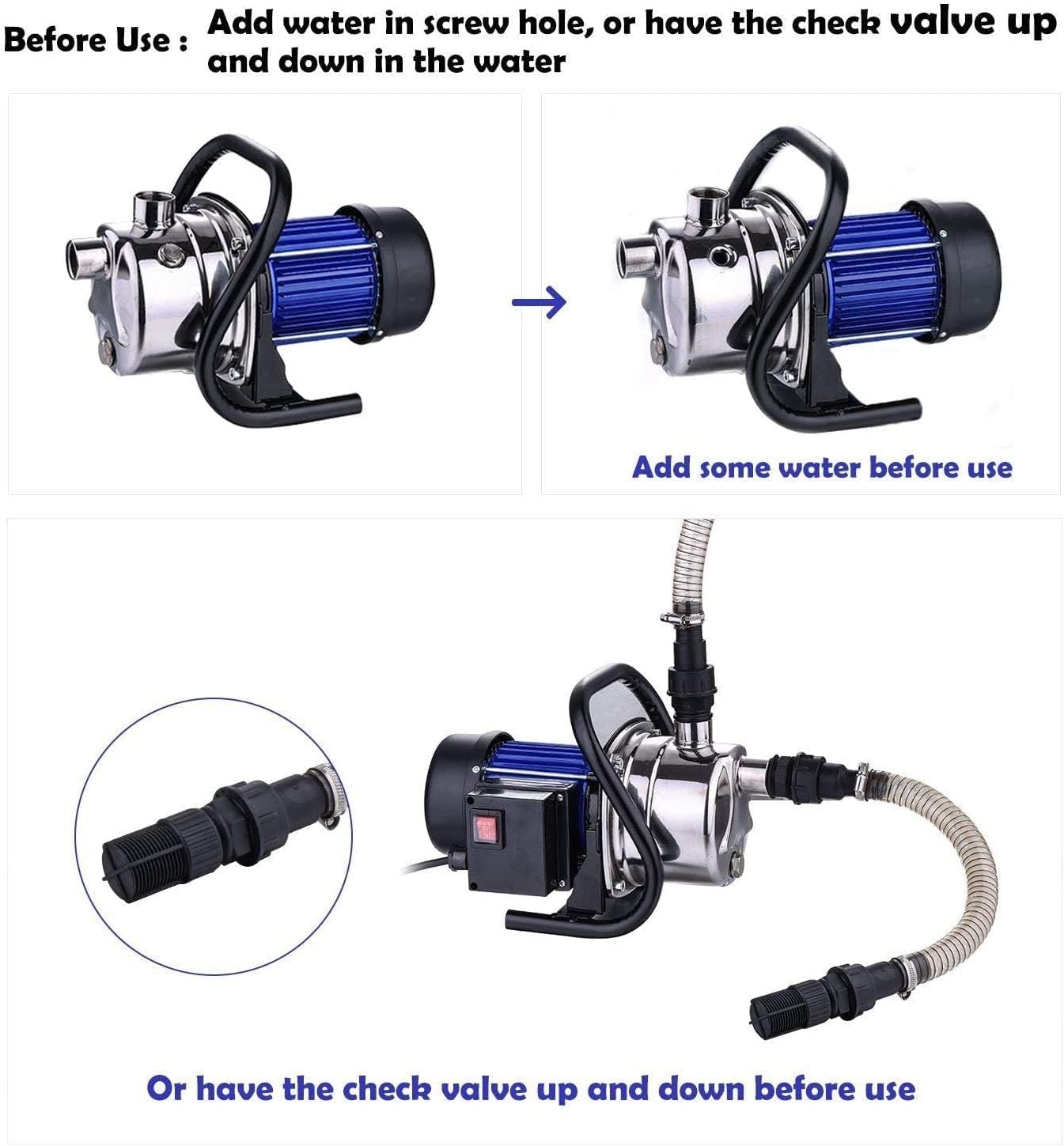 Buy Homdox 1.6HP Stainless Shallow Well Pump Booster Pump Lawn