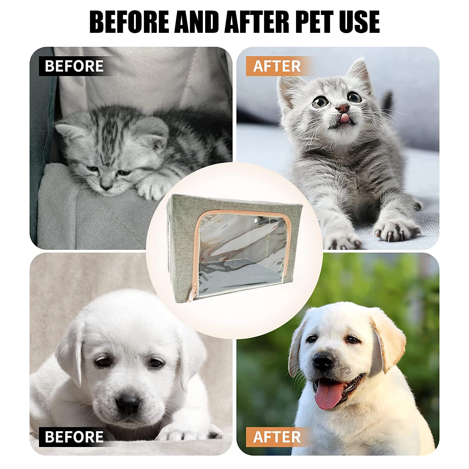 Caja de terapia de oxígeno para mascotas para perros y gatos, incubadora de nebulización para cachorros y gatitos, tratamiento de respiración y alivio de la tos