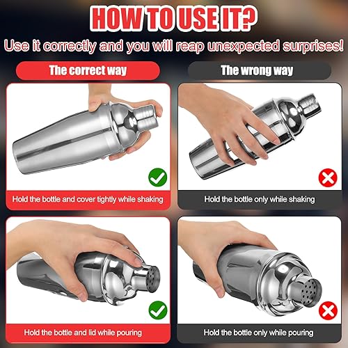 Miniatura 7 de Nitial Coctelera de acero inoxidable de 25 onzas, coctelera de Martini profesional sin fugas, coctelera de bebida Margarita integrada, mezcladores