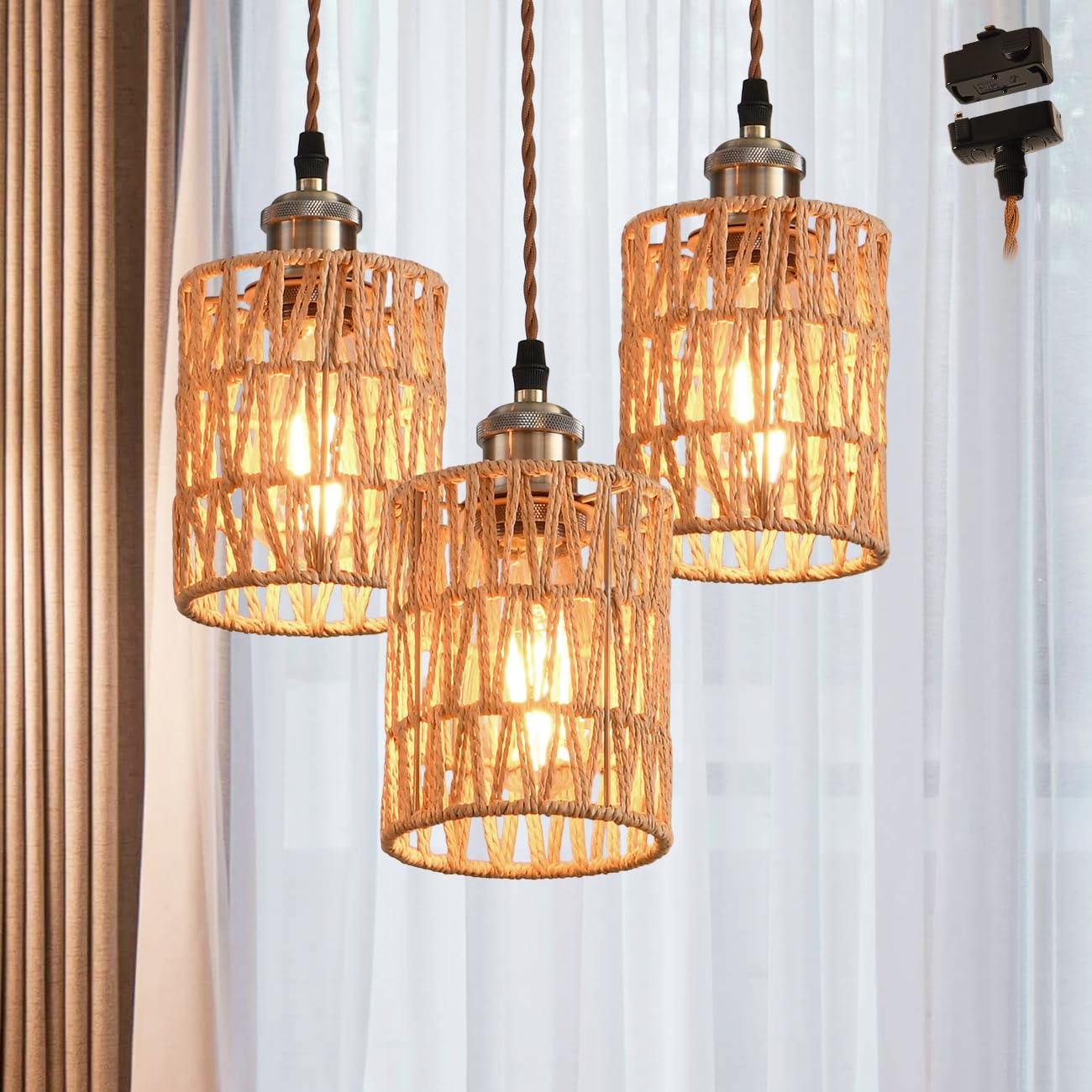 Amazon.co.jp : PNRLUX ペンダントライト 3灯セット E26口金 引掛け式  