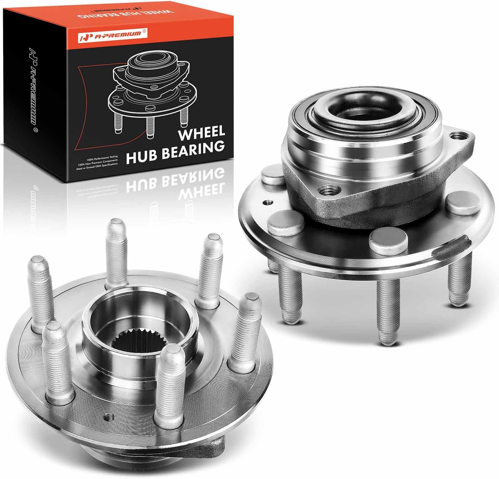 2 x Front or Rear Wheel Bearing and Hub Assembly with 6-Lug Compatible with Cadillac SRX 2010-2016, Saab 9-4X 2011