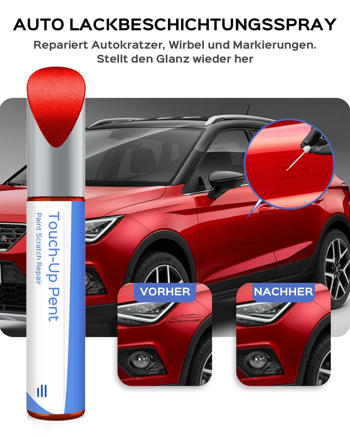 Vernice per ritocchi rosso metallizzato Rojo Emocion per Seat Exact Match