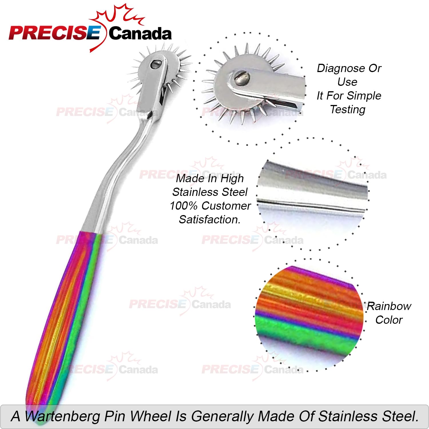 PC WARTENBERG Stainless Steel Sensation Pinwheel (Rainbow): PC WARTENBERG Stainless Steel Sensation Pinwheel (Half Rainbow)