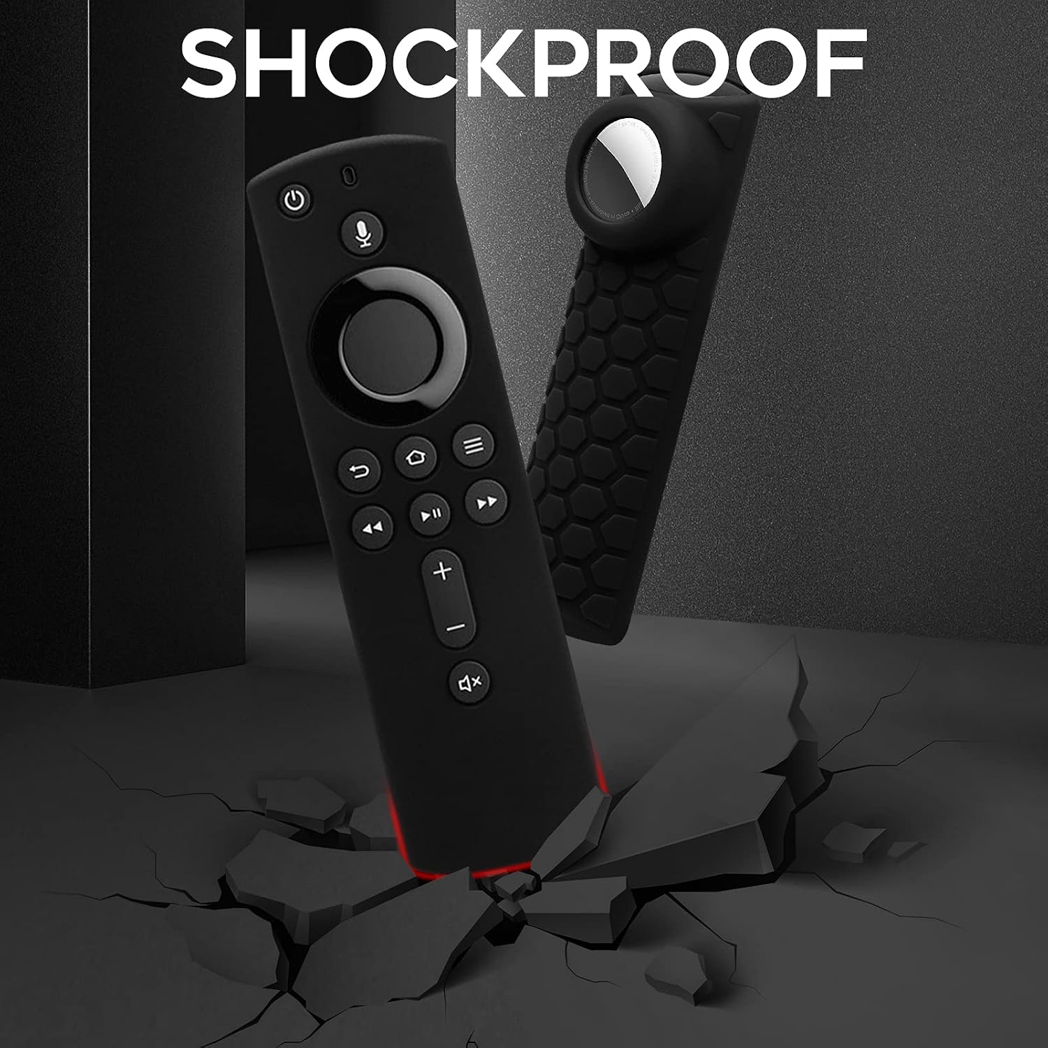 Seltureone Compatible for TV Stick 4K Remote Cover, 2 in 1 Silicone Protective Case Sleeve with Holder Cover for AirTags Tile Sticker 2020/2022 and TV (3rd Gen)/ All-New 2nd Gen Remote Control, Black