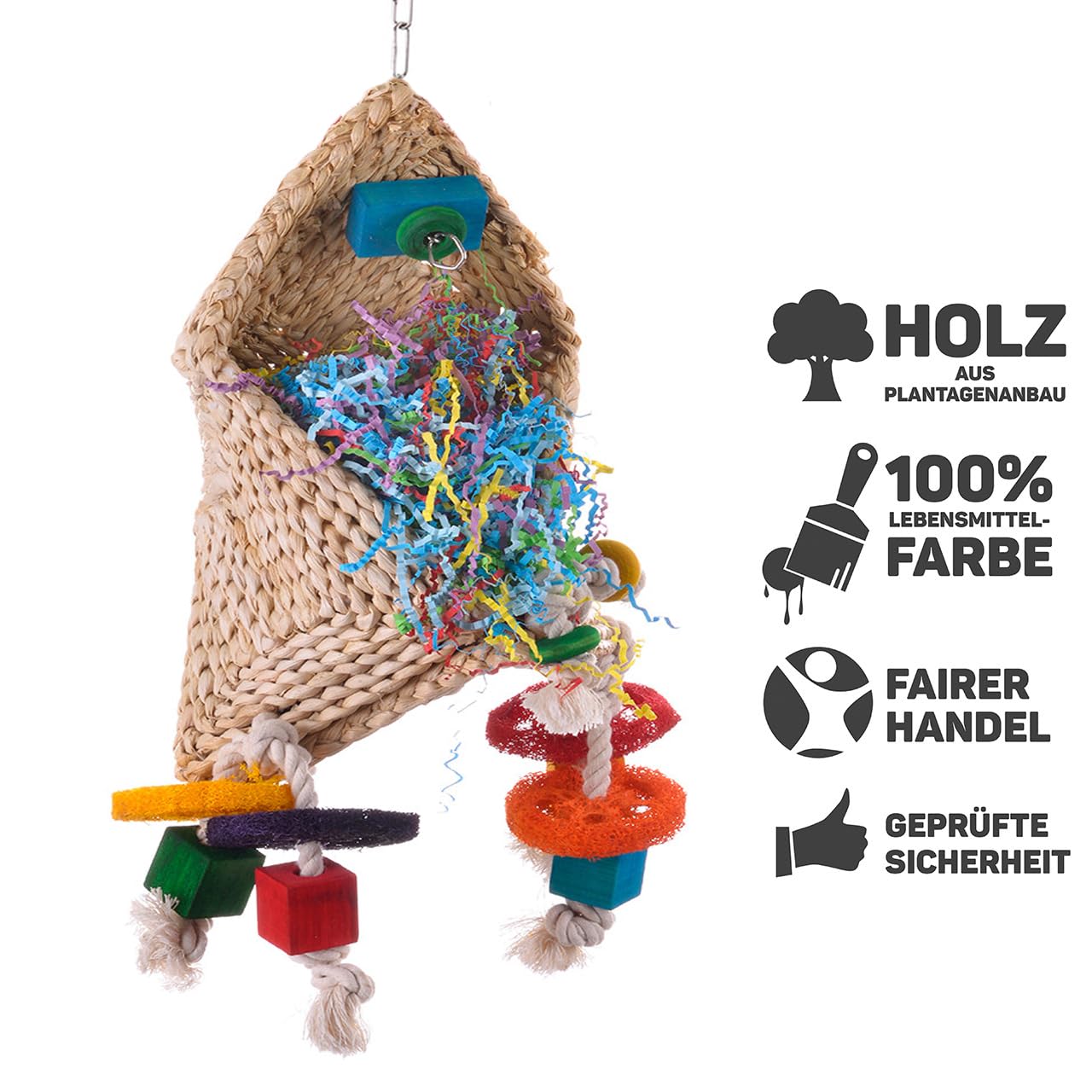 Wagner S® | Magico Cappello con Catena in Acciaio Inox di happybird (R) Pappagallo Giocattolo, Giocattolo per pappagalli