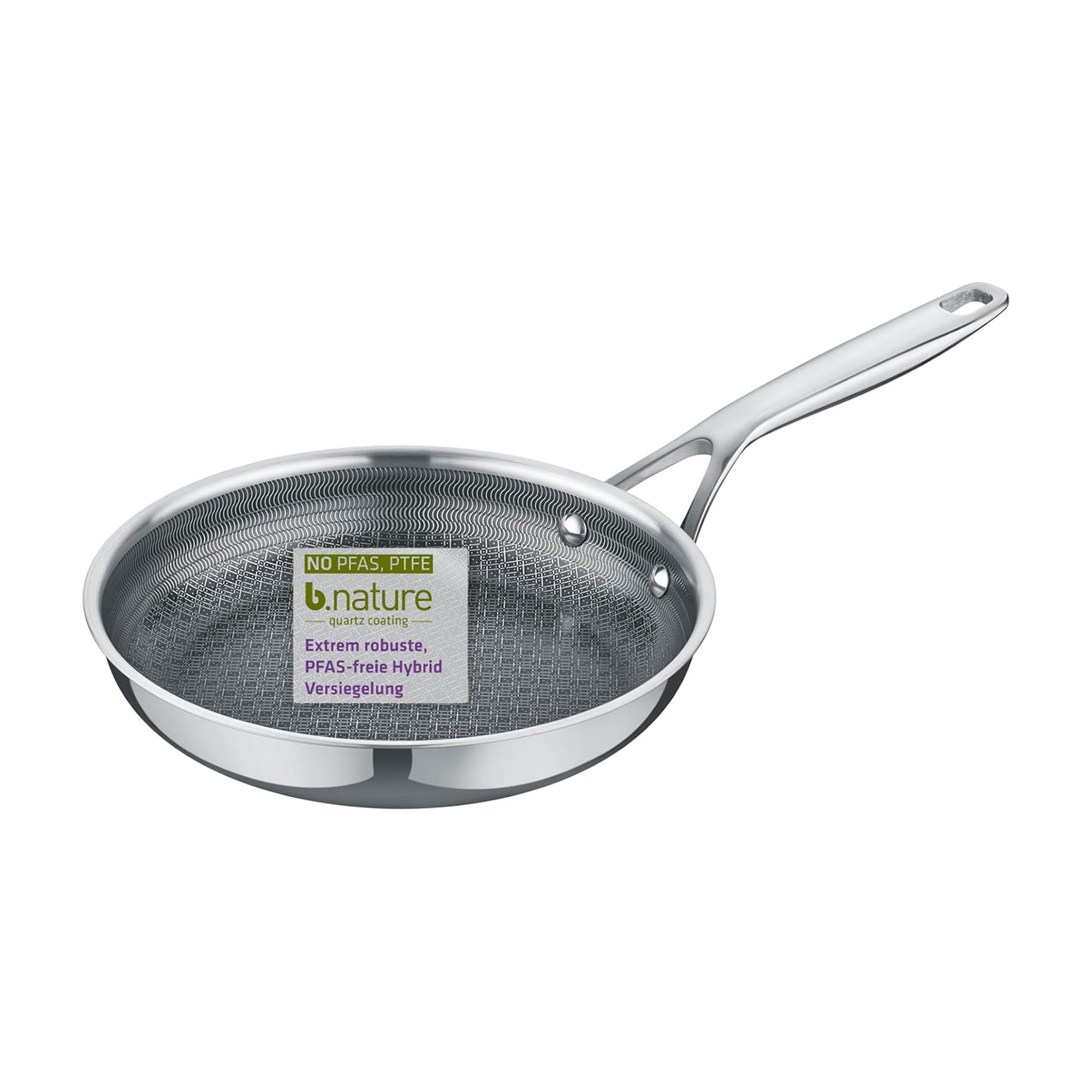 Berndes Bratpfanne HybridX 24cm – Induktionsgeeignet – Allherdtauglich – Antihaftversiegelung - b.nature Quarz - schnelle Hitzeverteilung – energiesparend - PFAS-frei