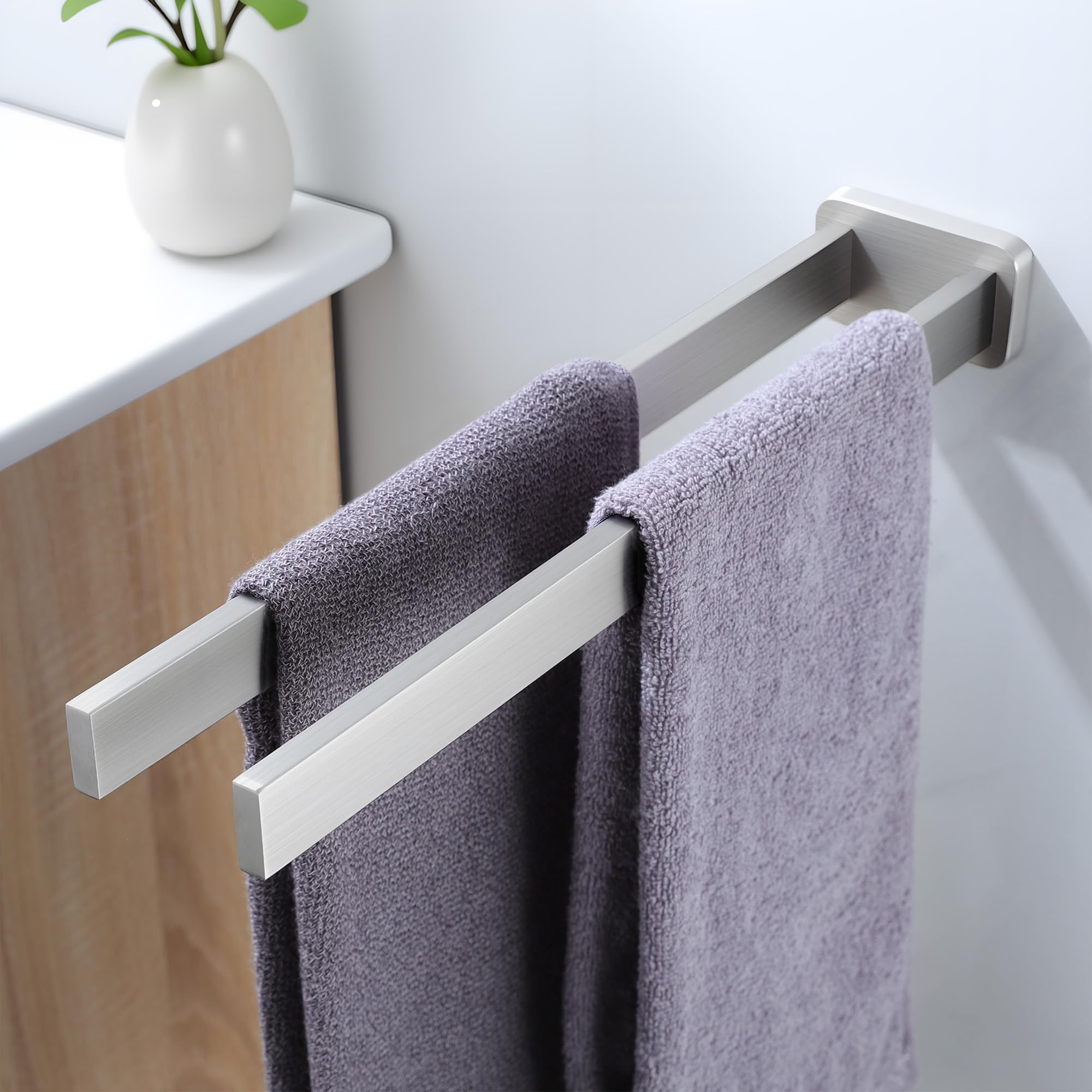 RUICER Handtuchhalter Wand, 40cm Zweiarmig Handtuchstange, Handtuchhalter für Bad & Küche, Edelstahl Gebürstet Handtuchhalter Badezimmer Wandmontage