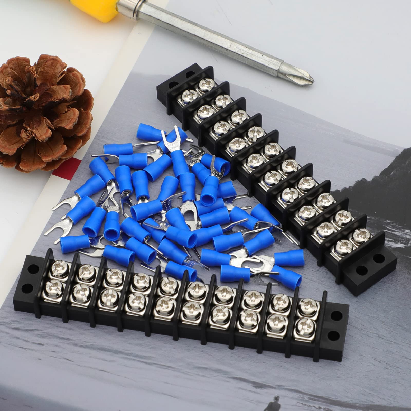 Snapklik.com : Terminal Block,2 Pack 10 Circuits 20-30A 200v-450v Dual ...