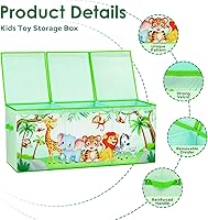 Vista 3 de Cofre de Juguetes Grande Organizador con Tapa Abatible para Niños, Caja de Almacenamiento de Juguetes Oxford Plegable con Asas para Niños y Niñas