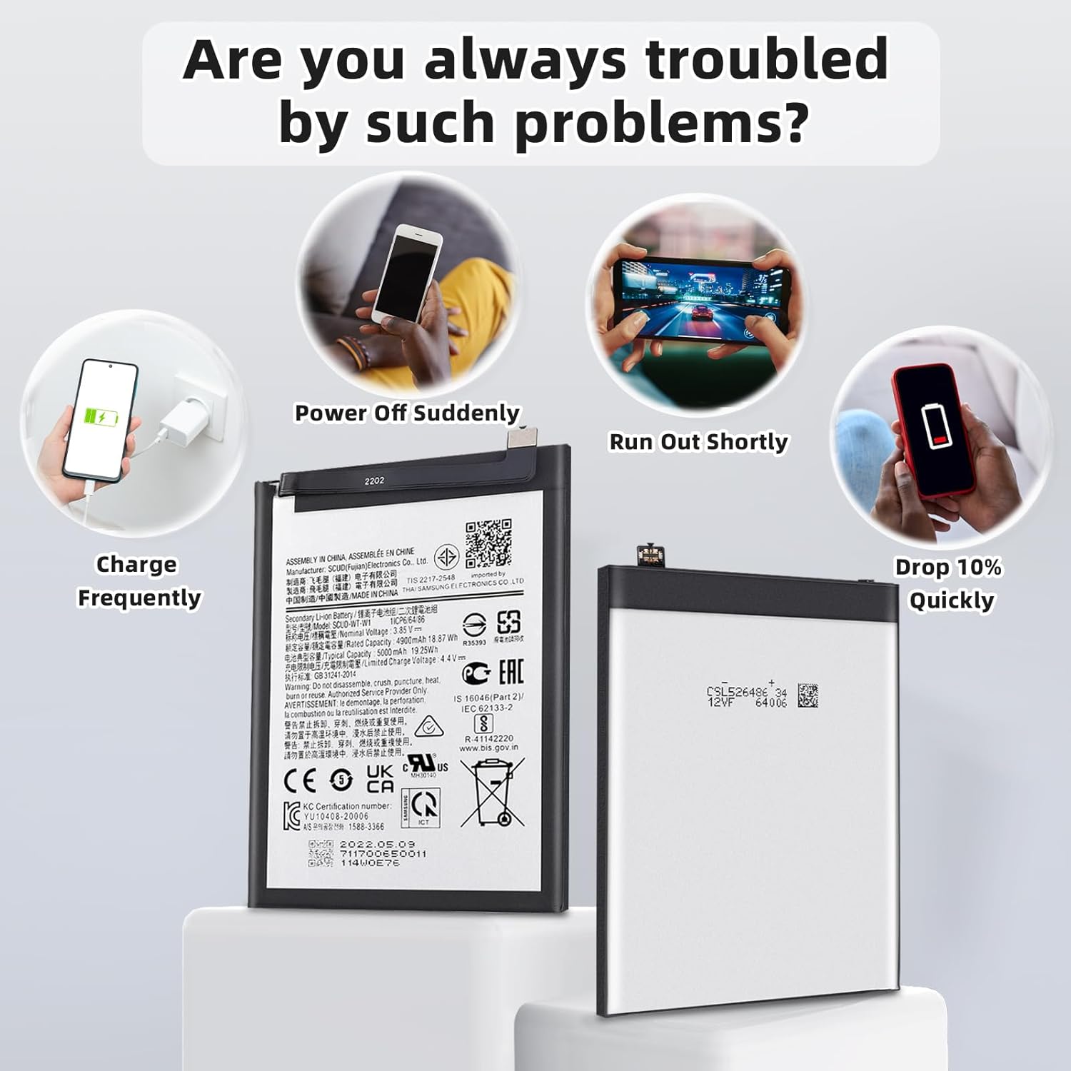 Scud-WT-W1 Replacement Battery Compatible with Galaxy A03s SM-A037U SM-A037U1/Samsung A22 5G SM-A226 with Toolkit