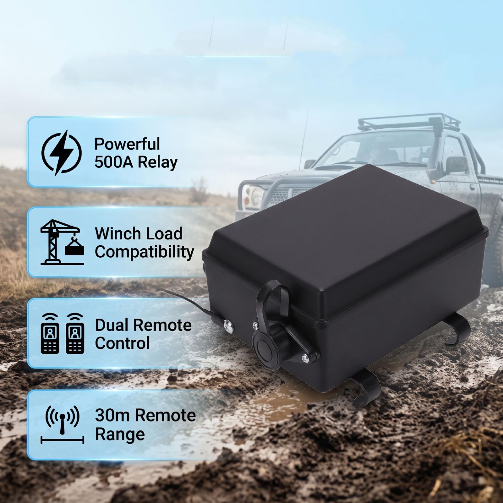 Akozon 12V 500A Winden-Magnetschütz-Relais und Twin-Remote-Kit