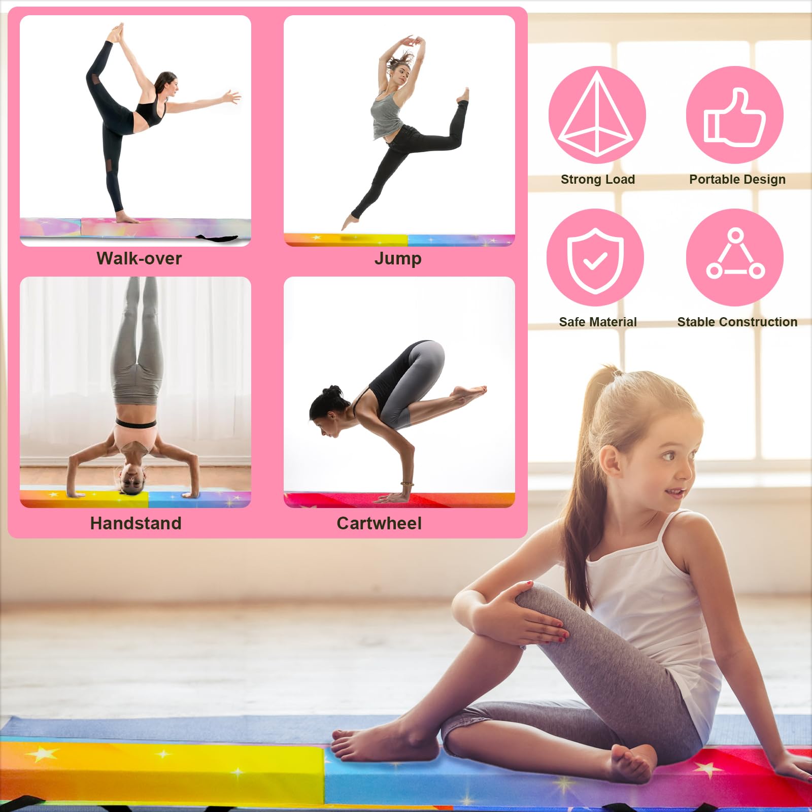 Trave Di Equilibrio Pieghevole Per Ginnastica - 240/270/300cm, Schiuma EVA - Foto 2