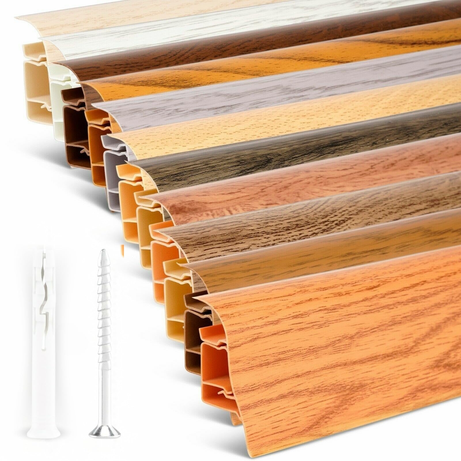 TJ Sockelleisten Ahorn I Länge 30 m I PVC Bodenleisten mit integriertem Kabelkanal I langlebige Fußleisten aus robustem Kunststoff in modernem Holzdesign I einfache Montage