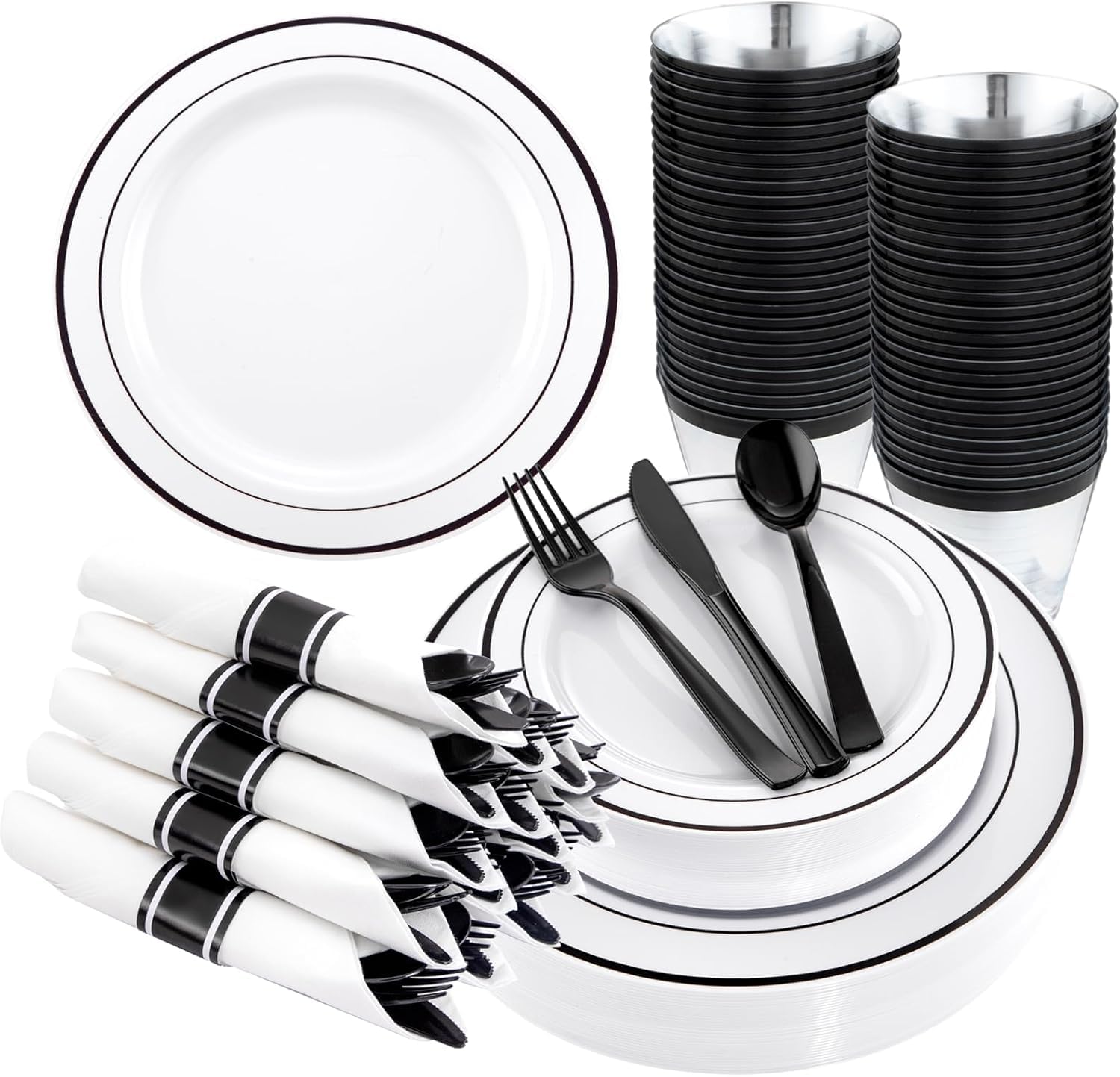 WELLIFE Disposable Plates & Cutlery Set - 350 Piece -11