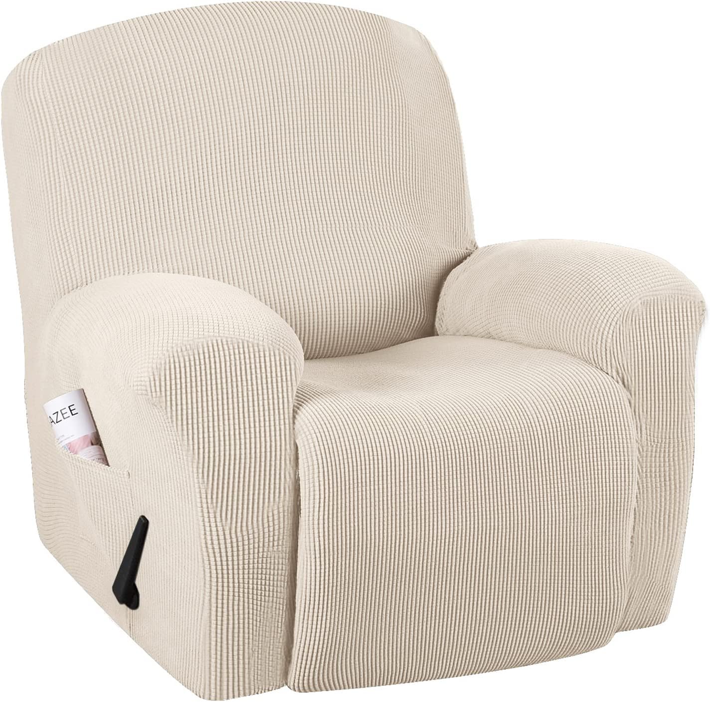 YOPOIY Super Stretch Recliner Slipcover, Luxurious Jacquard Recliner Cover with Elastic Bottom Soft Recliner Chair Cover Washable Furniture Protector for Living Room -Yellow-One Size