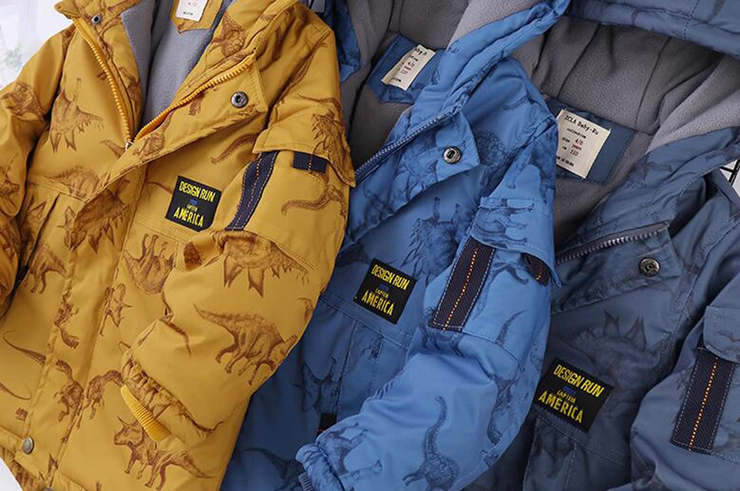 Doudoune Garçon Manteau Enfant garçon Veste Matelassée à Capuche et Imprimé Dinosaure pour Enfants 3-13 Ans