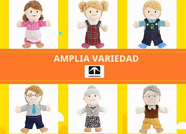 Foto 4 de 4 de LOMTRATS Títeres de Mano Familiares,Incluye Abuelo,Abuela,Papá,Mamá,Hija,Hijo con Bocas Abiertas móviles