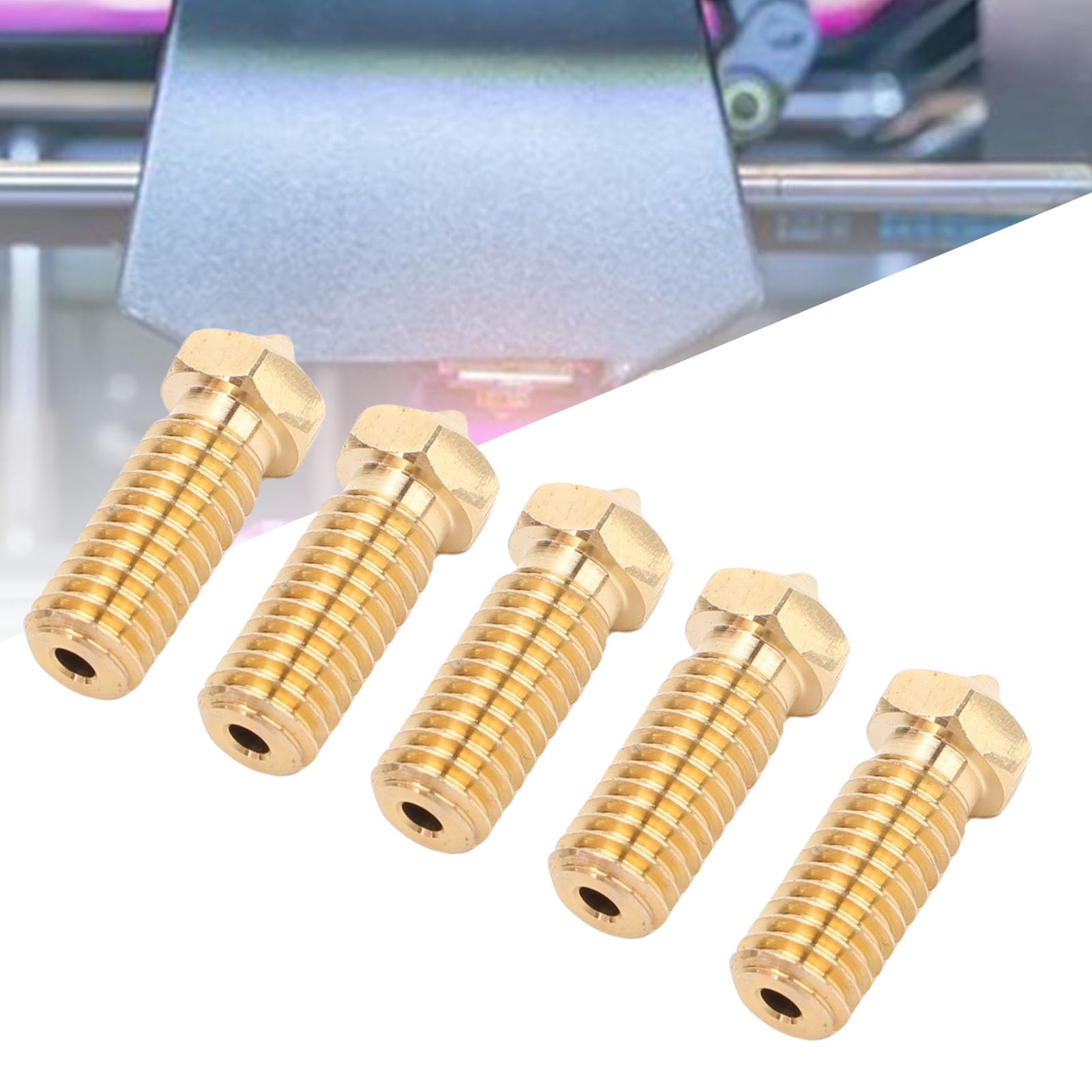 5pcs 0,4 Mm Messingdüsenkit für QIDI X-PLUS3/X-MAX3/X-SMART3/Q1 Pro, CNC Precise Machined Hotend-Düsen, Hochgeschwindigkeitsdruck für PLA/ABS/PETG/TPU/PC, Anti-Clog-Design