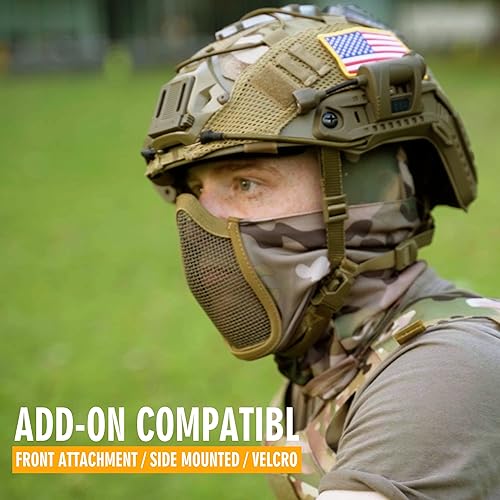 Miniatura 8 de Guayma Airsoft - Casco rápido con cubierta de media máscara de malla tipo PJ táctico multifuncional protector NVG montaje para paintball Multicam
