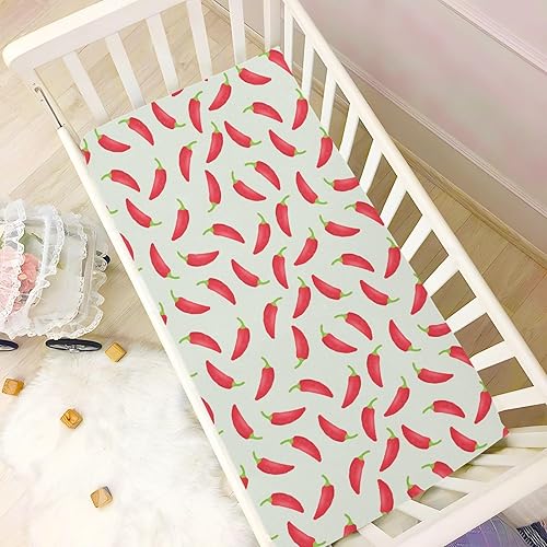 Miniatura 5 de Cartoon Chili Pepper Crib Sheets - Stretchy Fitted Crib Sheets for Boys Girls, Unisex Cozy Baby Crib Sheet 27 x 39 x 5 Inches