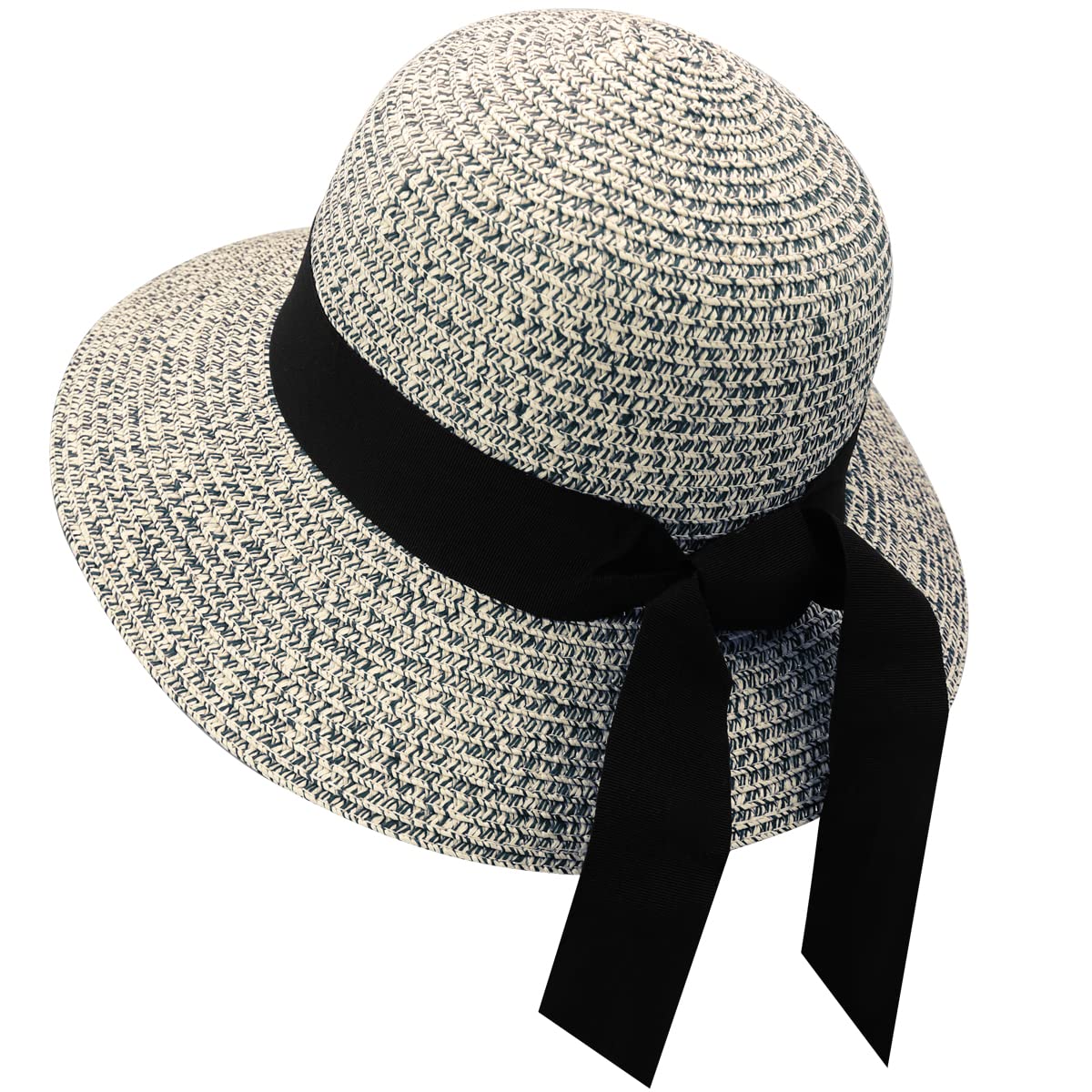 REETEE Sombrero de Paja para Mujer UPF 50+Sombreros de Sol Plegables, Sombrero de Paja de ala Ancha para Mujer
