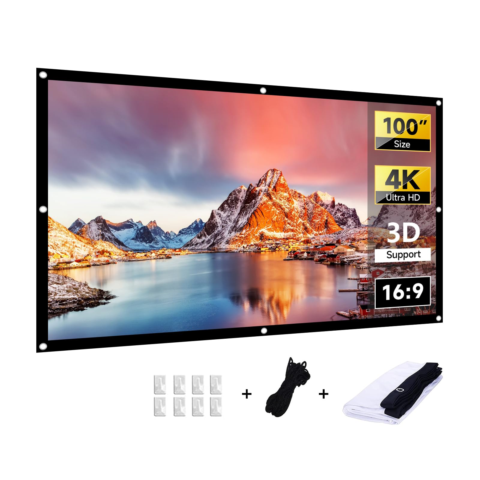 Pantalla De Proyector De 100 Pulgadas Para Interiores Y