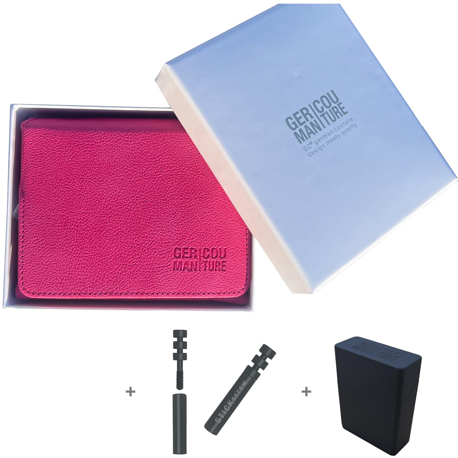 GC Gift Set Starter Kit Compatible with Iqos Iluma, Terea or Levia - Accessory Case Embroidery Screw and Mini Embroidery Cup (Set Pink)