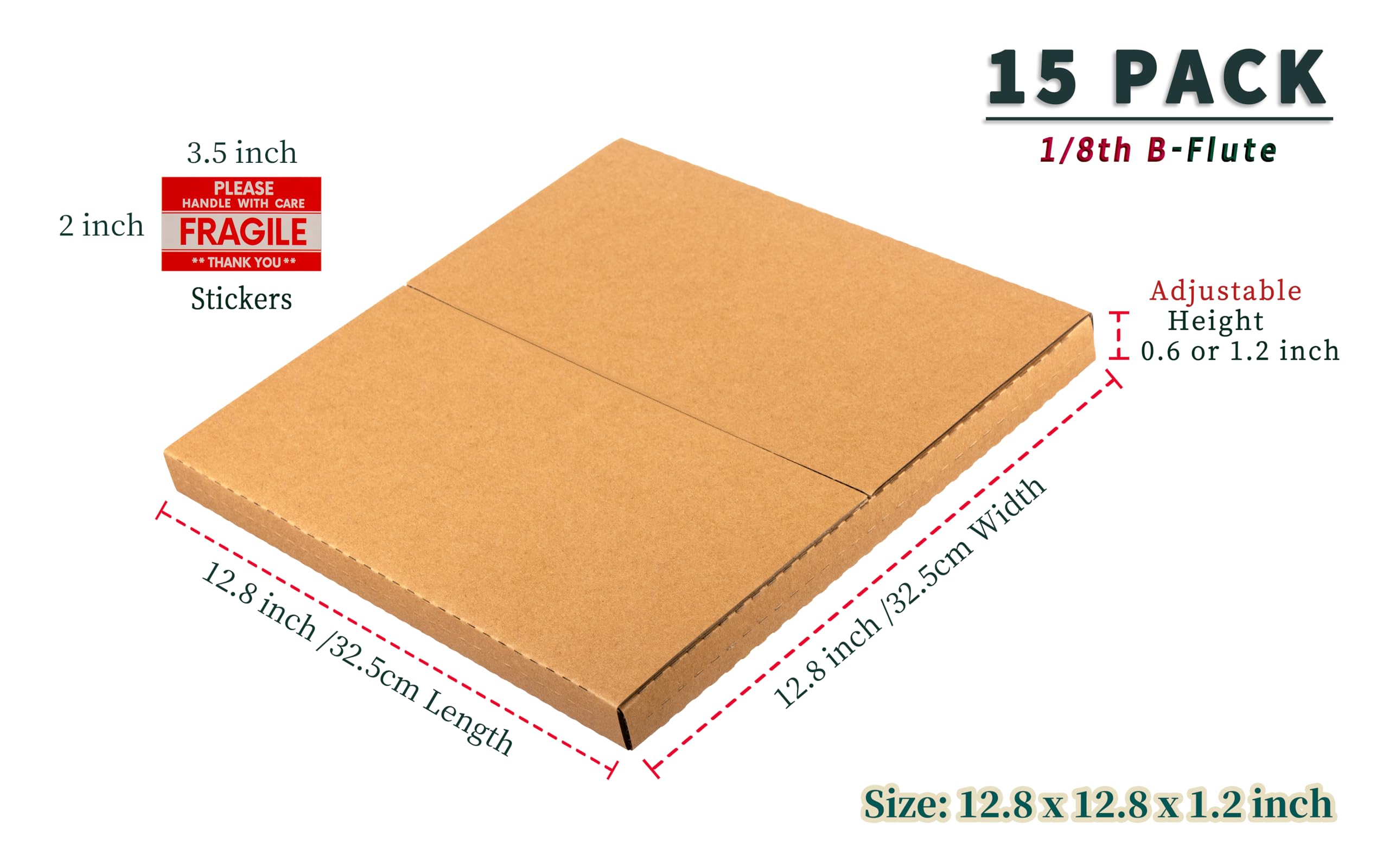 LP Mailers – 30 cm dł. x 30 cm szer. x 30 cm wys. pudełka wysyłkowe z delikatnymi naklejkami, skrzynka pocztowa, pudełko z tektury falistej do pakowania, przenoszenia, przechowywania, 15