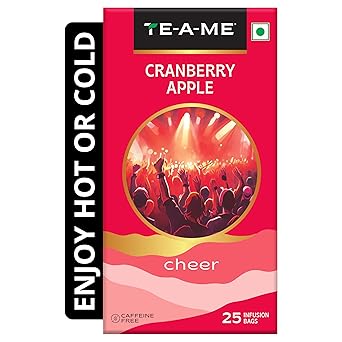 TE-A-ME Cranberry Apple Tea - 25 Tea Bags | Fruit Tea Bags | Non Caffeine | Sugar Free - image, photos