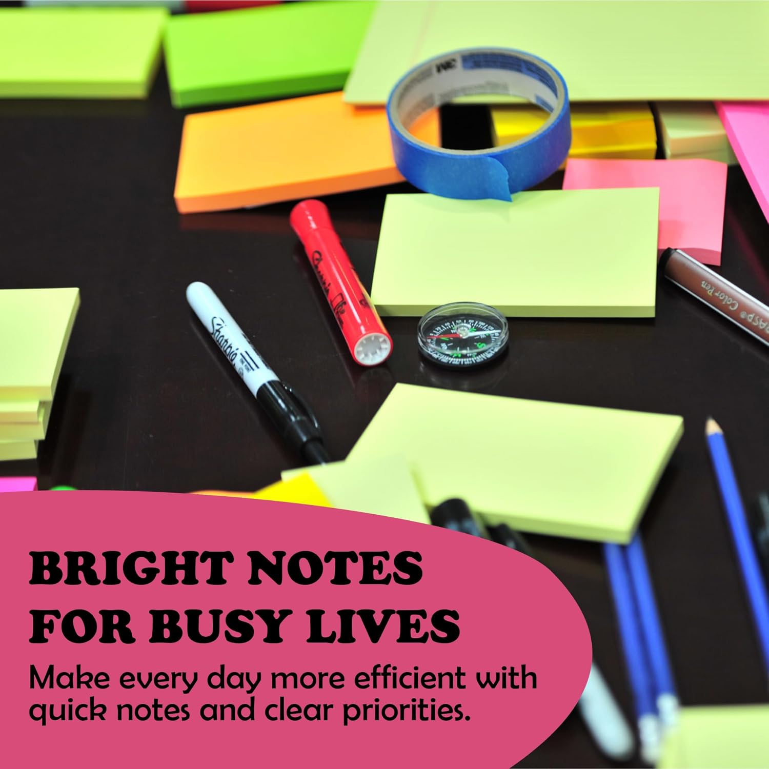 Just Stationery Assorted Neon Sticky Note