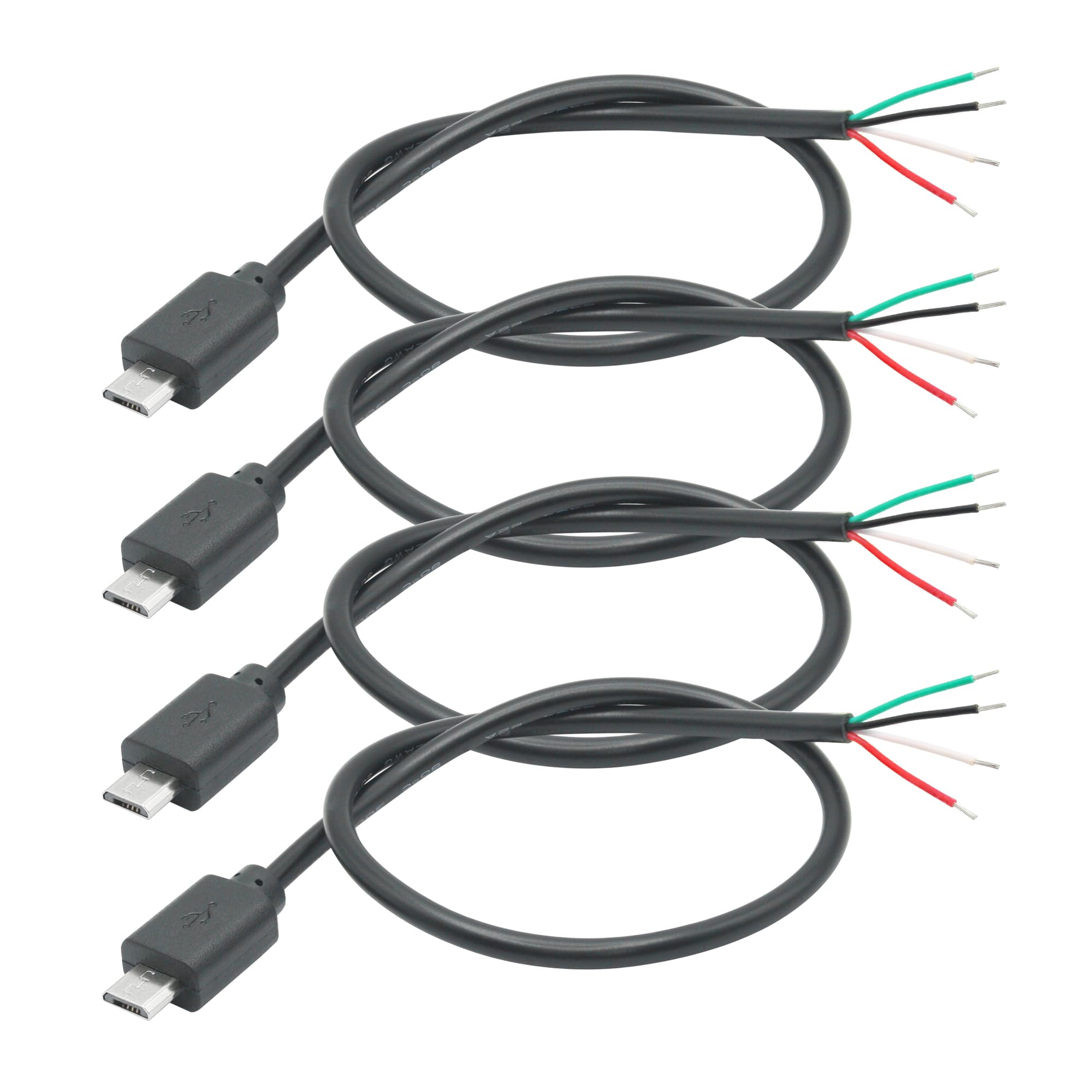 2 cavi corti micro USB a 4 pin, cavo micro USB 5 V/2 A a 4 pin, cavo di alimentazione e dati aperto, per apparecchiature micro USB installate o sostitutive per riparazione fai da te (cavo micro USB
