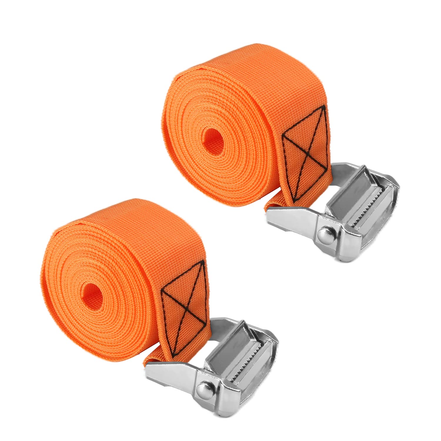 Uxcell Lashing Strap With Buckles, Cam Buckle Tie Down Straps For Cargo Kayak And Bicycles Orange 12ft