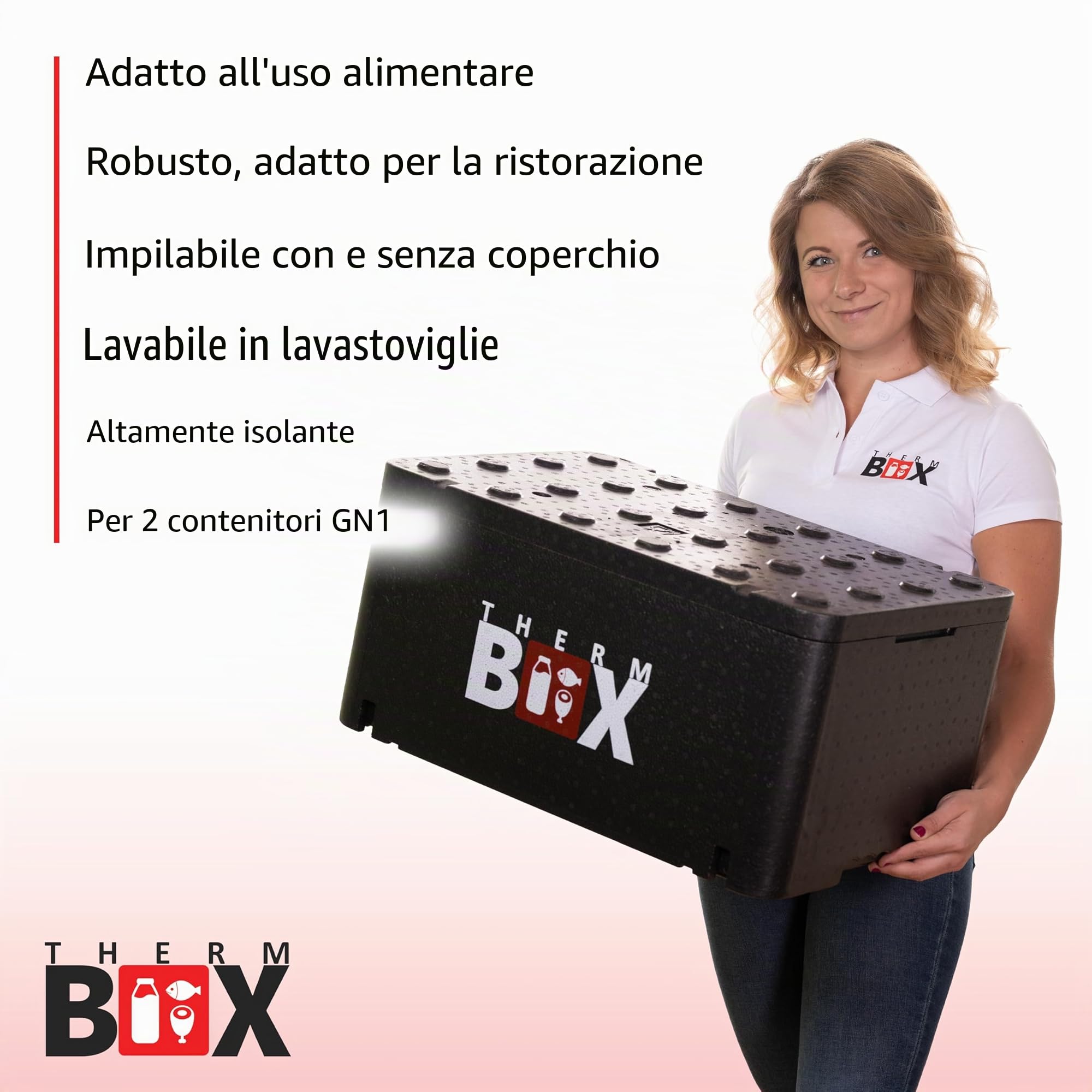 THERM BOX Scatola in polistirolo grande GN 1/1 Interno: 54x34,5x24 cm 46 litri Box isotermica Contenitore termico riutilizzabile