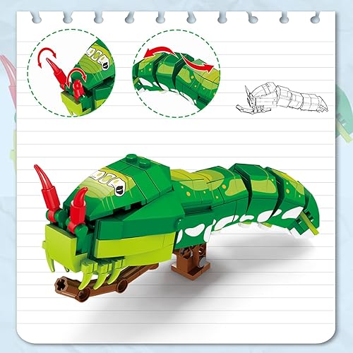 Miniatura 5 de KAZI Juego de juguetes de construcción de insectos, bloques de construcción de colección de insectos con mariposa azul realista, juguetes de