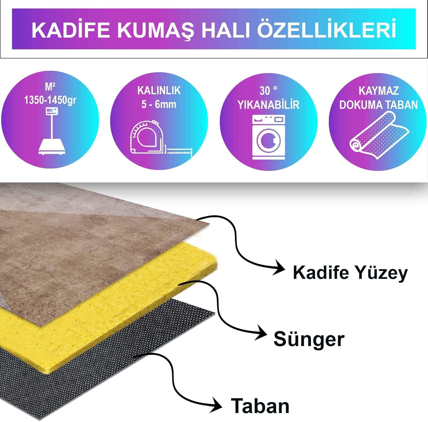 Latte Dizayn Barty Desenli Kadife Pamuk Tabanlı Yıkanabilen Kaydırmaz Antibakteriyel Salon Halısı (100X150)