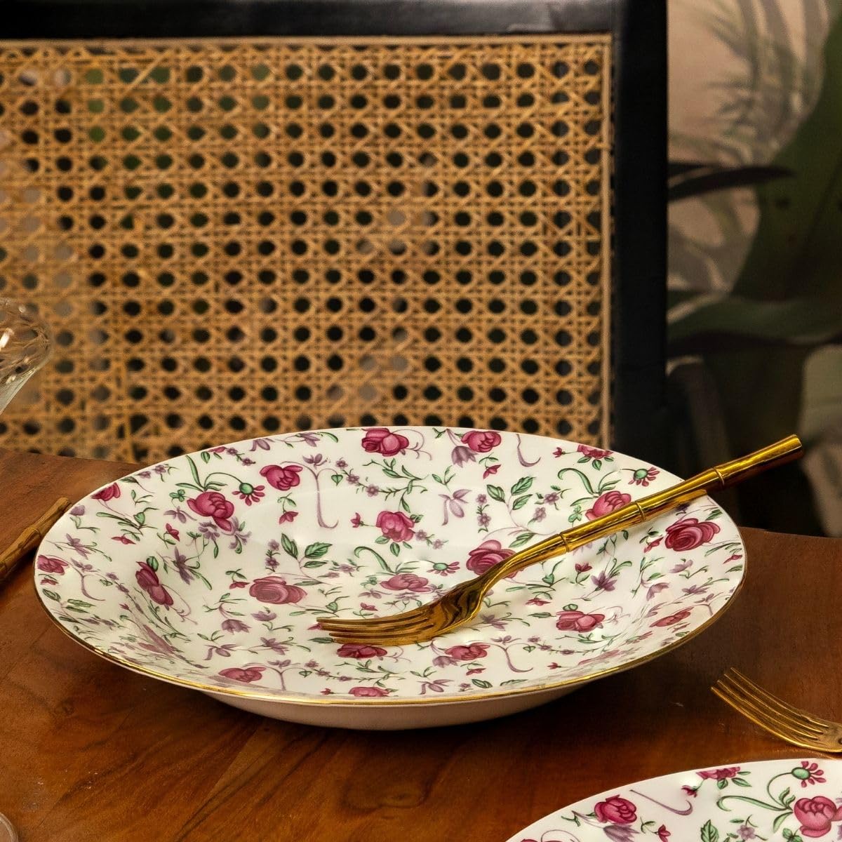 GOLDEN QUEEN'S Pasta Plates - 24K Gold Mosaic Dinnerware -8