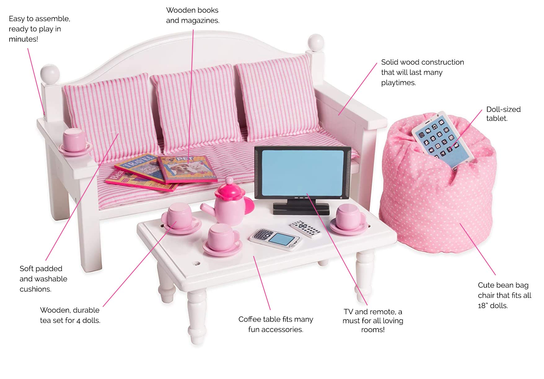 by Eimmie 18 Inch Doll Furniture - Sofa 