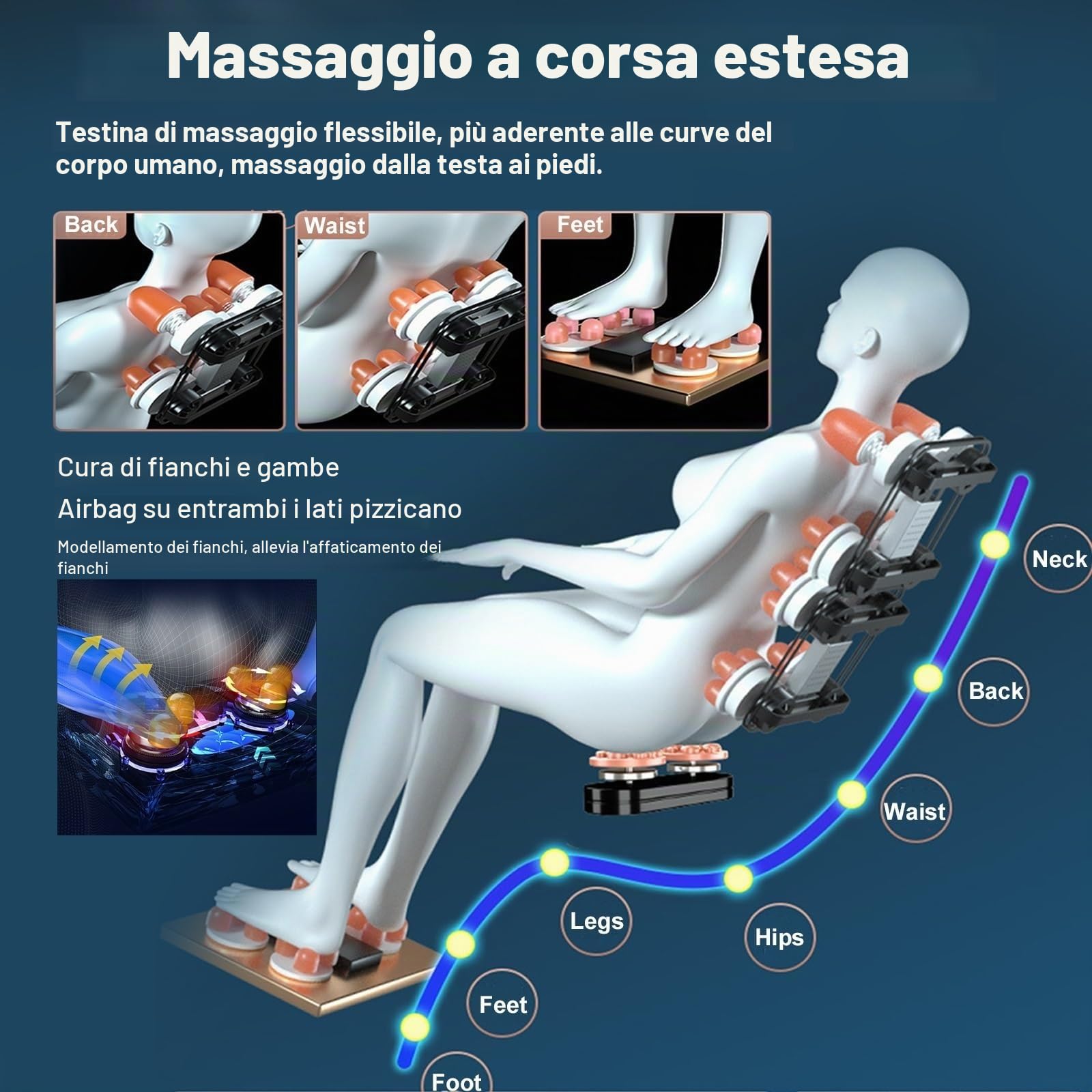 Poltrona massaggiante per tutto il corpo 2025 con Shiatsu e terapia del calore, progettata specificamente per alleviare lo stress durante il lavoro da casa.