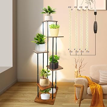 Plant Stand Indoor with Grow Lights, 6 Tiered Plant Shelf for Multiple Plants,Metal Flower Plant Rack,Living room vertical flower shelves to save space,Corner Flower Stand for Garden, Patio