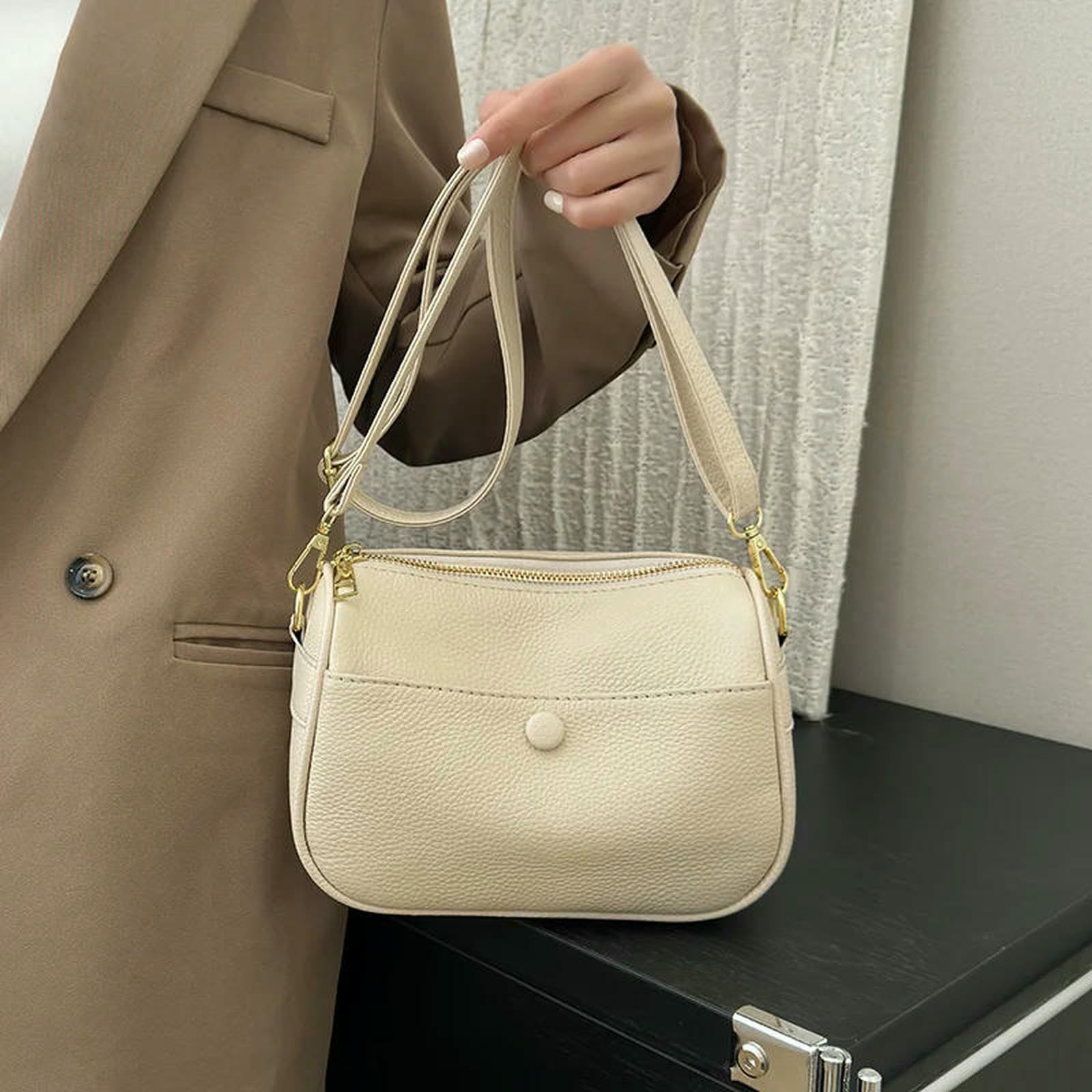 Borse Borsa A Tracolla E da Donna alla Moda in Morbida Pelle, Casual Vera Pelle Multistrato di Lusso